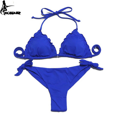 EONAR-Γυναικείο βολάν Push Up Swimsuit, Brazilian Cut Bottom Set Bikini, Μαγιό, Μαγιό