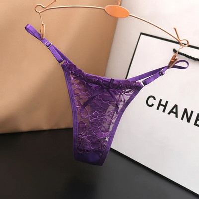 Chiloți din dantelă cu bowknot pentru femei, lenjerie de corp cu perspectivă sexy pentru femei, lenjerie cu talie reglabilă, tanga fără sudură