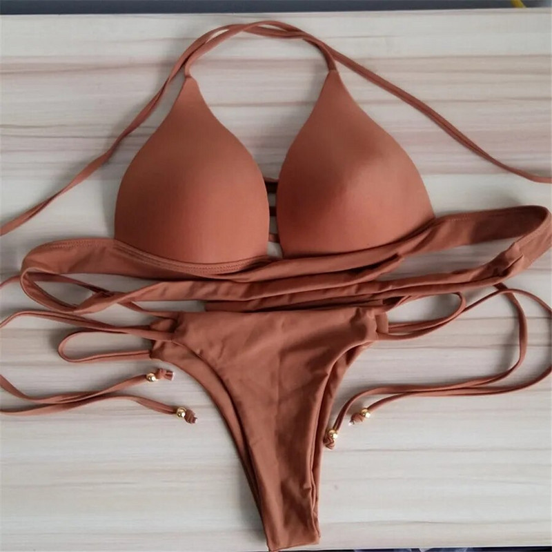YICN kupaći kostimi Ženski bikini setovi s tangama Bandage Bikini 2018 Novi seksi brazilski biquini kupaći kostim Push up kupaći kostim Odjeća za plažu