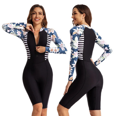 Női fürdőruha 2023 nyári egyrészes hosszú ujjú szörföltöny fényvédő női fürdőruha búvárruha szexi fürdőruha