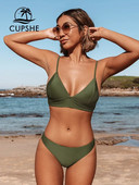 CUPSHE Jednobojni bikini set s niskim strukom, ženski trokutasti, seksi dvodijelni kupaći kostimi, novi kupaći kostimi za djevojčice, obični kupaći kostimi za plažu 2023.