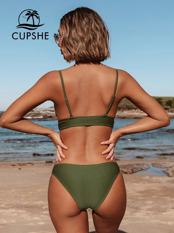 CUPSHE Jednobojni bikini set s niskim strukom, ženski trokutasti, seksi dvodijelni kupaći kostimi, novi kupaći kostimi za djevojčice, obični kupaći kostimi za plažu 2023.