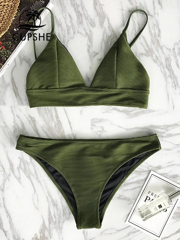 CUPSHE Jednobojni bikini set s niskim strukom, ženski trokutasti, seksi dvodijelni kupaći kostimi, novi kupaći kostimi za djevojčice, obični kupaći kostimi za plažu 2023.