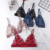 Seksi bralette čipkasti grudnjak Tanko trokutasto donje rublje Deep V Crop Top bez leđa Bežično donje rublje Podesive male grudnjake za prsa