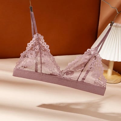 Seksi bralette čipkasti grudnjak Tanko trokutasto donje rublje Deep V Crop Top bez leđa Bežično donje rublje Podesive male grudnjake za prsa