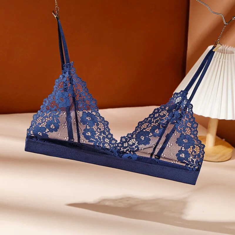 Seksi bralette čipkasti grudnjak Tanko trokutasto donje rublje Deep V Crop Top bez leđa Bežično donje rublje Podesive male grudnjake za prsa