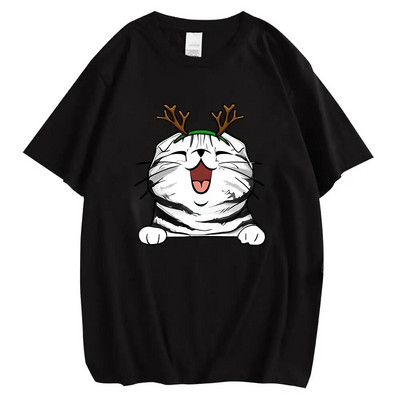 Animal Pisici Pisicuță Piept Tricou cu imprimeu grafic Crăciun Bărbați Femei Hip Hop Streetwear Tricou cu mânecă scurtă Plus Size unisex