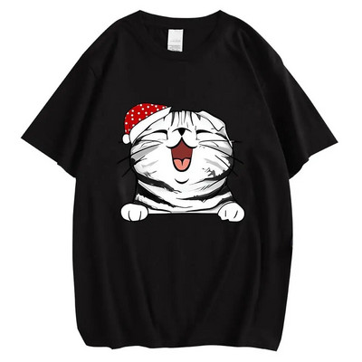 Animal Pisici Pisicuță Piept Tricou cu imprimeu grafic Crăciun Bărbați Femei Hip Hop Streetwear Tricou cu mânecă scurtă Plus Size unisex