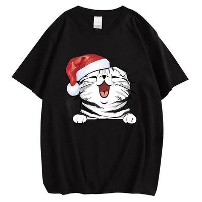Animal Pisici Pisicuță Piept Tricou cu imprimeu grafic Crăciun Bărbați Femei Hip Hop Streetwear Tricou cu mânecă scurtă Plus Size unisex