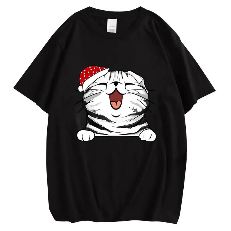 Animal Pisici Pisicuță Piept Tricou cu imprimeu grafic Crăciun Bărbați Femei Hip Hop Streetwear Tricou cu mânecă scurtă Plus Size unisex