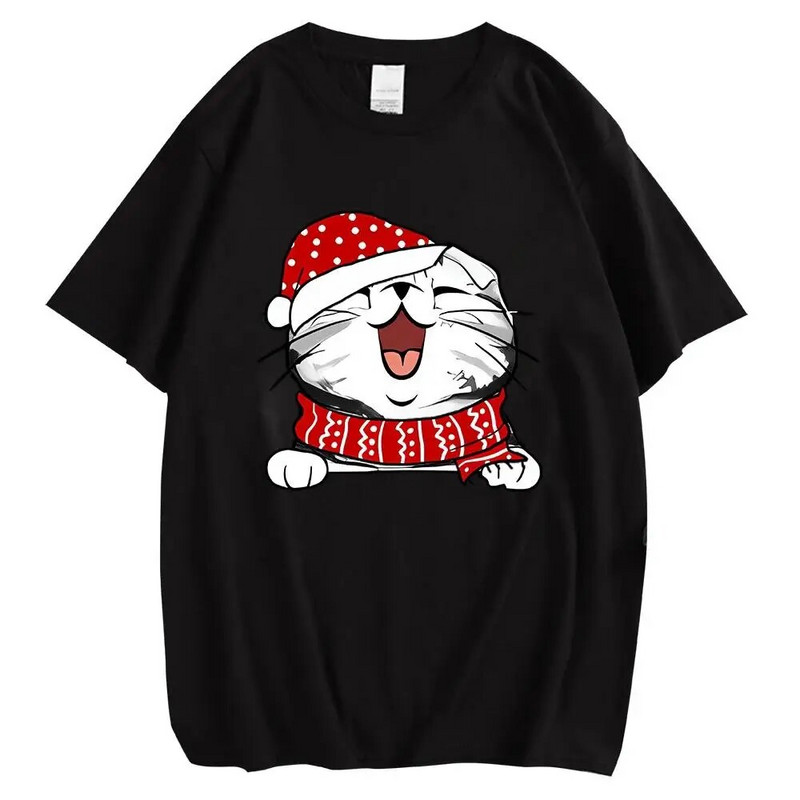 Animal Pisici Pisicuță Piept Tricou cu imprimeu grafic Crăciun Bărbați Femei Hip Hop Streetwear Tricou cu mânecă scurtă Plus Size unisex