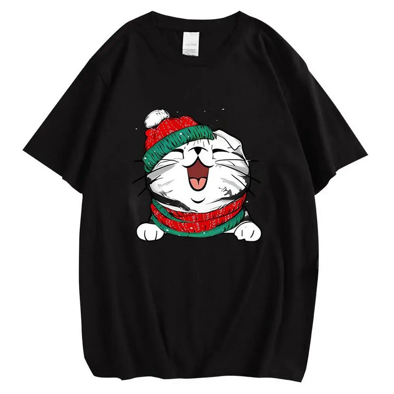 Animal Pisici Pisicuță Piept Tricou cu imprimeu grafic Crăciun Bărbați Femei Hip Hop Streetwear Tricou cu mânecă scurtă Plus Size unisex