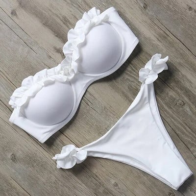 Bando bikini kupaći kostim Ženski kupaći kostim Seksi bikini set s tangama s volanima Push up kupaći kostim Ženski kupaći kostim s brazilskim leopardom 2021.