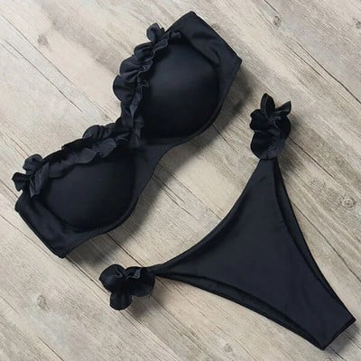 Bando bikini kupaći kostim Ženski kupaći kostim Seksi bikini set s tangama s volanima Push up kupaći kostim Ženski kupaći kostim s brazilskim leopardom 2021.