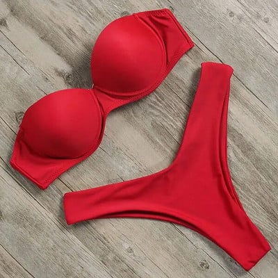 Bando bikini kupaći kostim Ženski kupaći kostim Seksi bikini set s tangama s volanima Push up kupaći kostim Ženski kupaći kostim s brazilskim leopardom 2021.