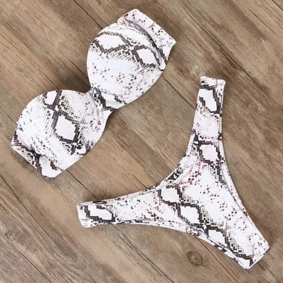 Bando bikini kupaći kostim Ženski kupaći kostim Seksi bikini set s tangama s volanima Push up kupaći kostim Ženski kupaći kostim s brazilskim leopardom 2021.