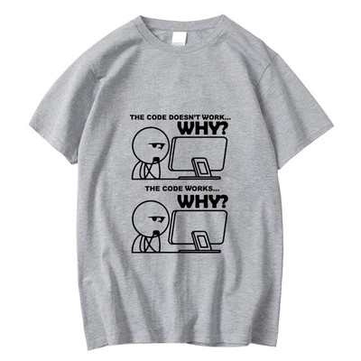 Nagy méretű póló pamut vicces programozó Nyári nyomtatás Női nyakkivágású menő póló férfiaknak rövid ujjú póló Férfi pólók