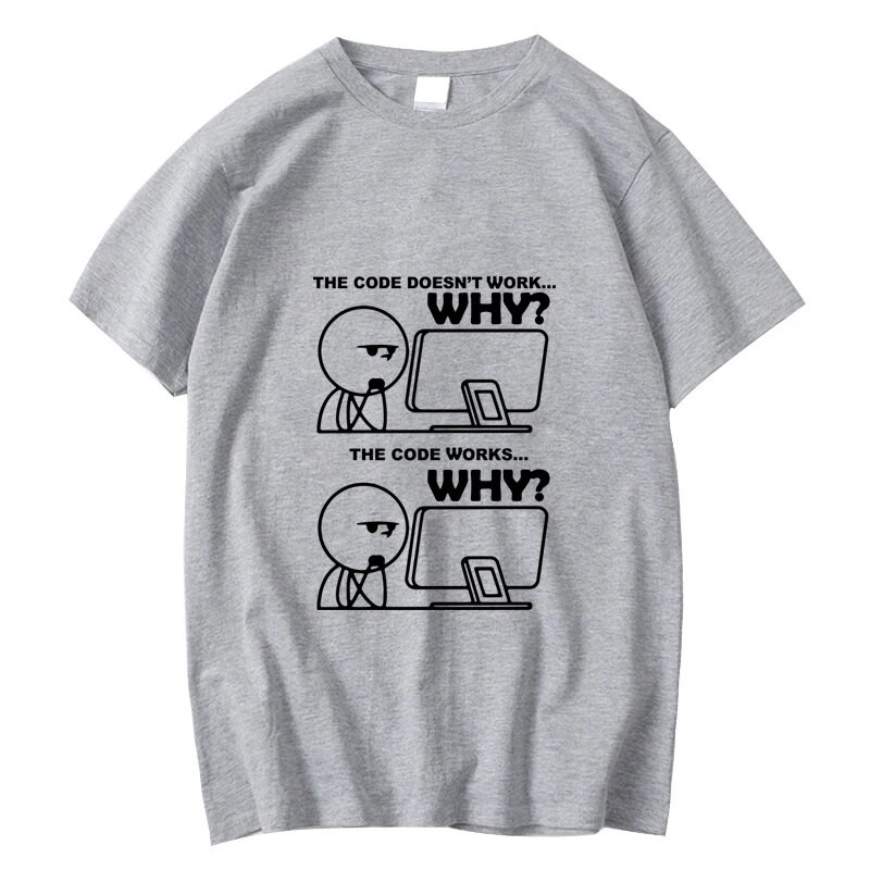 Nagy méretű póló pamut vicces programozó Nyári nyomtatás Női nyakkivágású menő póló férfiaknak rövid ujjú póló Férfi pólók