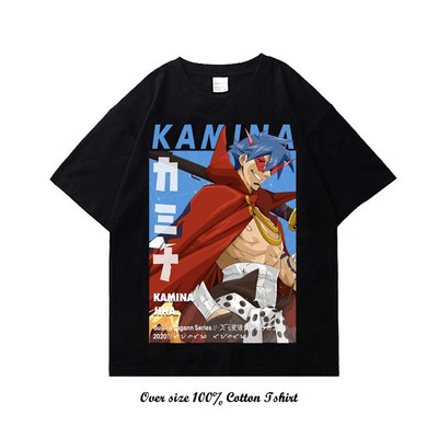 Japanska anime Tengen Toppa Gurren Lagann grafička majica s kratkim rukavima Modna pamučna majica s okruglim izrezom i kratkim rukavima za velike veličine, žene, muškarci