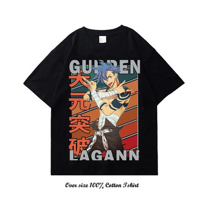 Japanska anime Tengen Toppa Gurren Lagann grafička majica s kratkim rukavima Modna pamučna majica s okruglim izrezom i kratkim rukavima za velike veličine, žene, muškarci