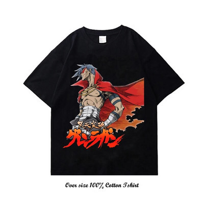 Japanska anime Tengen Toppa Gurren Lagann grafička majica s kratkim rukavima Modna pamučna majica s okruglim izrezom i kratkim rukavima za velike veličine, žene, muškarci