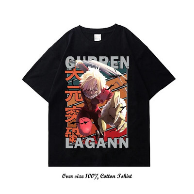 Japanska anime Tengen Toppa Gurren Lagann grafička majica s kratkim rukavima Modna pamučna majica s okruglim izrezom i kratkim rukavima za velike veličine, žene, muškarci