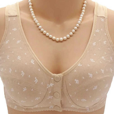 Sutien cu nasturi în față pentru femei, fără căptușeală Sutiene de mărime mare Lenjerie de corp fără fir din bumbac pentru mamă Sutien mare 5121c