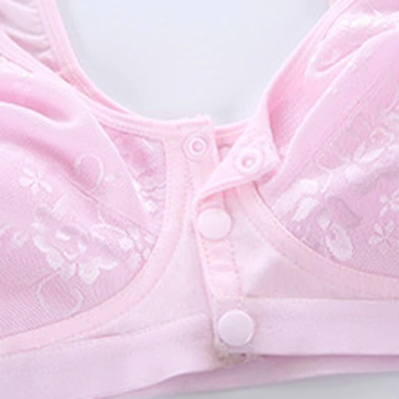 Sutien cu nasturi în față pentru femei, fără căptușeală Sutiene de mărime mare Lenjerie de corp fără fir din bumbac pentru mamă Sutien mare 5121c