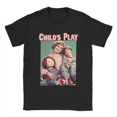 ChildS Play Chucky Tops marškinėliai Moteriški ir Vyriški Doll Murder Bloody Vintažiniai marškinėliai Harajuku Crew Neck Didelio dydžio medvilniniai marškinėliai