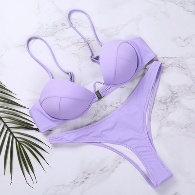 Yiiciovy Seksi ženski Push Up bikini setovi Jednobojni ženski kupaći kostimi s dubokim izrezom za plažu Kupaći kostimi Biquini kupaći kostimi s V-izrezom Ljeto