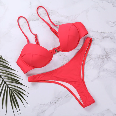 Yiiciovy Seksi ženski Push Up bikini setovi Jednobojni ženski kupaći kostimi s dubokim izrezom za plažu Kupaći kostimi Biquini kupaći kostimi s V-izrezom Ljeto
