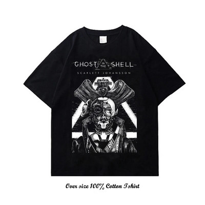Majica kratkih rukava s japanskim animeom Ghost in the Shell s grafičkim printom Vintage Harajuku pamučna majica kratkih rukava velike veličine Žene Muškarci