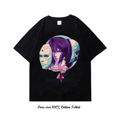 Majica kratkih rukava s japanskim animeom Ghost in the Shell s grafičkim printom Vintage Harajuku pamučna majica kratkih rukava velike veličine Žene Muškarci
