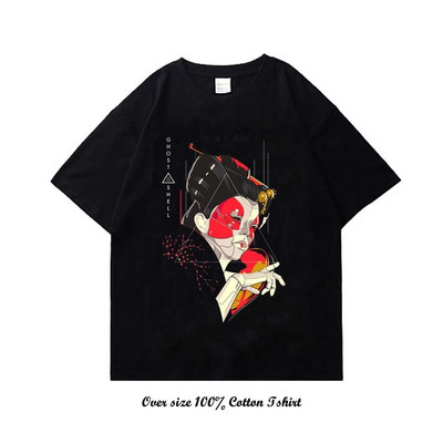 Majica kratkih rukava s japanskim animeom Ghost in the Shell s grafičkim printom Vintage Harajuku pamučna majica kratkih rukava velike veličine Žene Muškarci