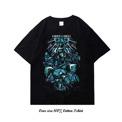 Majica kratkih rukava s japanskim animeom Ghost in the Shell s grafičkim printom Vintage Harajuku pamučna majica kratkih rukava velike veličine Žene Muškarci
