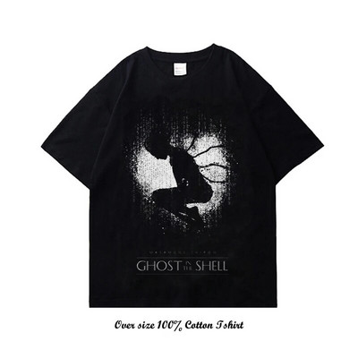 Majica kratkih rukava s japanskim animeom Ghost in the Shell s grafičkim printom Vintage Harajuku pamučna majica kratkih rukava velike veličine Žene Muškarci