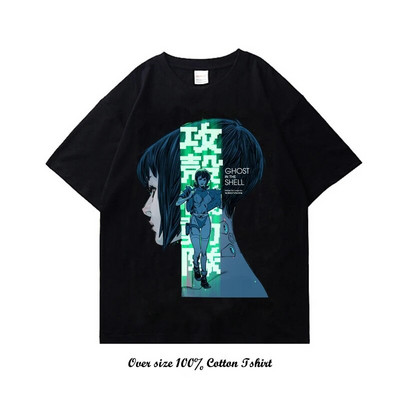 Majica kratkih rukava s japanskim animeom Ghost in the Shell s grafičkim printom Vintage Harajuku pamučna majica kratkih rukava velike veličine Žene Muškarci