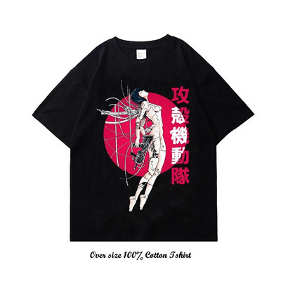 Majica kratkih rukava s japanskim animeom Ghost in the Shell s grafičkim printom Vintage Harajuku pamučna majica kratkih rukava velike veličine Žene Muškarci