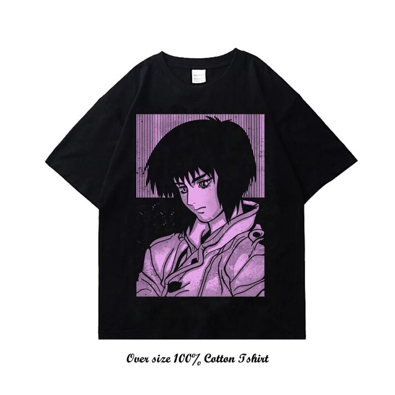 Majica kratkih rukava s japanskim animeom Ghost in the Shell s grafičkim printom Vintage Harajuku pamučna majica kratkih rukava velike veličine Žene Muškarci