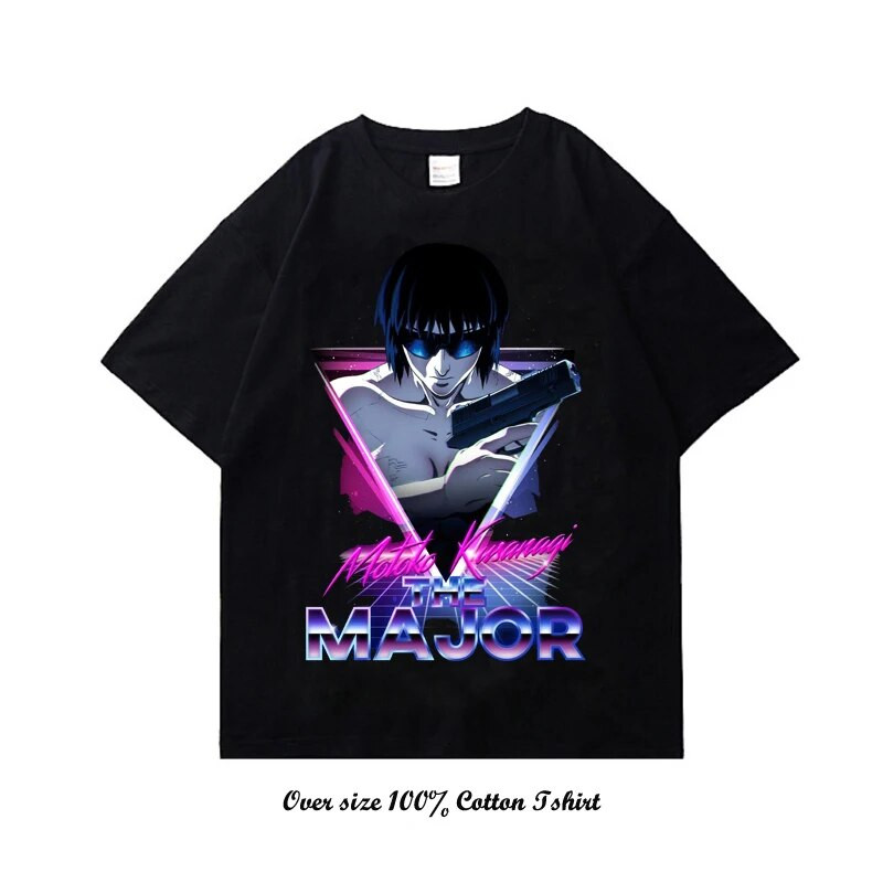Majica kratkih rukava s japanskim animeom Ghost in the Shell s grafičkim printom Vintage Harajuku pamučna majica kratkih rukava velike veličine Žene Muškarci