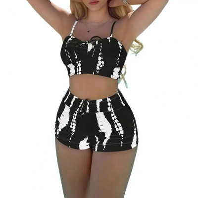 2 db/szett női bikini szett, magas derekú, ujjatlan női fürdőruha, állítható spagetti pántokkal, párnázott, karcsúsított női fürdőruha