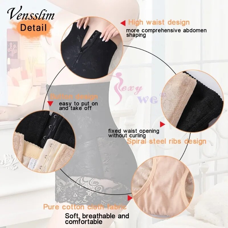 Vensslim ženske tenisice s visokim strukom Body Zipper Shaper Panties Trbuščić Belly Control Slimming Control Shapewear Gird Waist Trainer