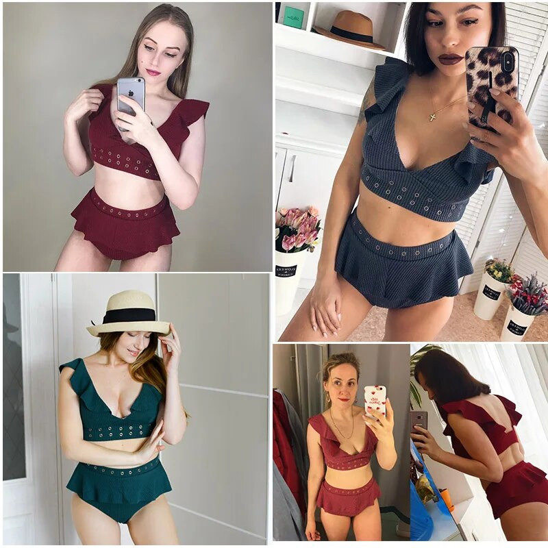 Novi bikini kupaći kostimi visokog struka za 2023. Ženski kupaći kostim Push Up bikini Ženski kupaći kostim Bikini bikini s volanima Ljetna odjeća za plažu