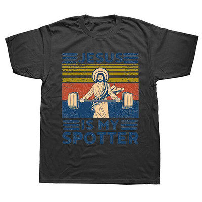 Hallowed Be Thy Gains Funny Muscle Jesus Tricou antrenament pentru ridicare de greutăți Bărbați Femei Imbracaminte de stradă cu mânecă scurtă Plus Size Unisex