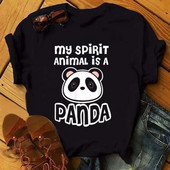 Moda desene animate panda Haine Tricou cu imprimeu grafic Ocazional Decolteu cu mânecă scurtă Tricou mărime mare Femei