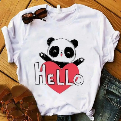 Moda desene animate panda Haine Tricou cu imprimeu grafic Ocazional Decolteu cu mânecă scurtă Tricou mărime mare Femei