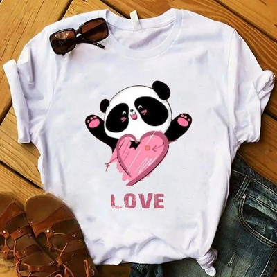Moda desene animate panda Haine Tricou cu imprimeu grafic Ocazional Decolteu cu mânecă scurtă Tricou mărime mare Femei