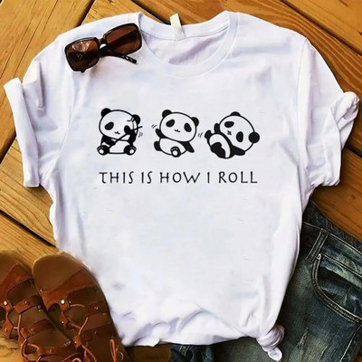 Moda desene animate panda Haine Tricou cu imprimeu grafic Ocazional Decolteu cu mânecă scurtă Tricou mărime mare Femei