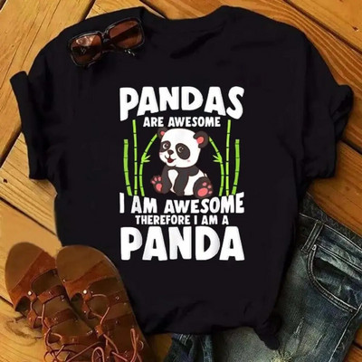 Moda desene animate panda Haine Tricou cu imprimeu grafic Ocazional Decolteu cu mânecă scurtă Tricou mărime mare Femei