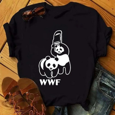 Moda desene animate panda Haine Tricou cu imprimeu grafic Ocazional Decolteu cu mânecă scurtă Tricou mărime mare Femei